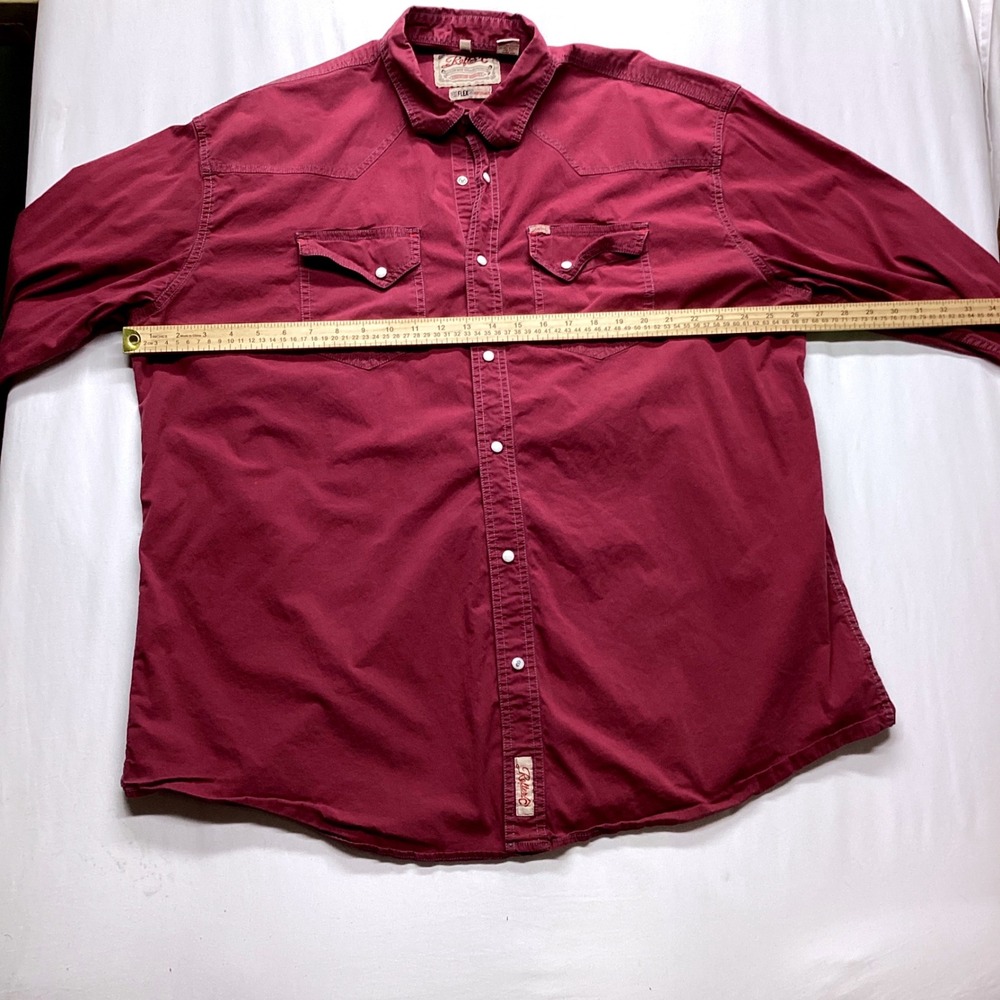 Rafter C Cowboy Collection Mens Burgundy Western Pearl Snap Shirt RC20007235 - Picture 2 of 7